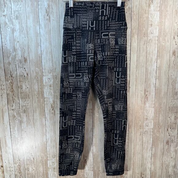 Lululemon Wunder‎ Train Legging Womens 4 Black Ombre Multi Print Yoga Athletic - Picture 1 of 7